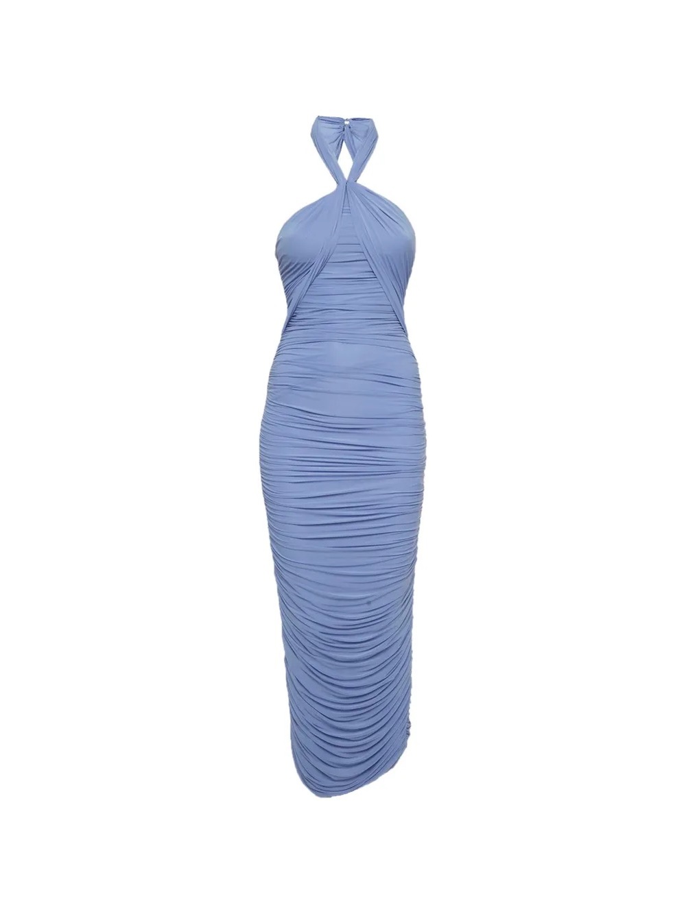 Ronny Kobo Ruched Midi Dress in Periwinkle Blue